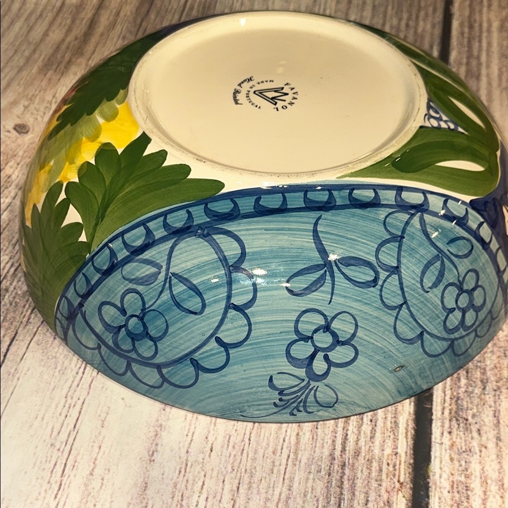 FAVANOL Hand Painted in Portugal Floral Ceramic Serving Bowl & Cream & Sugar Set - Picture 15 of 17